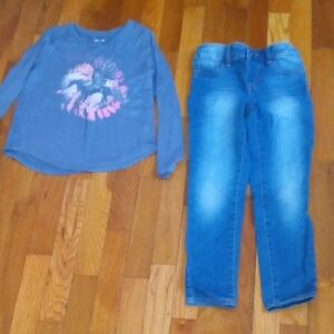 girl 7 skinny jeans and graphic long sleeve